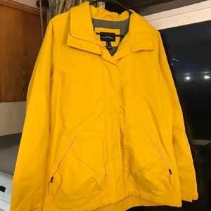 Lands End Fleece Lined Yellow Rain Jacket